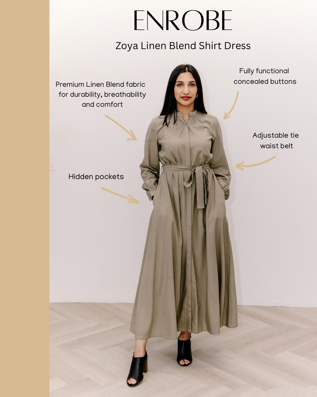 Zoya Linen Blend Shirt Dress - Veri Peri