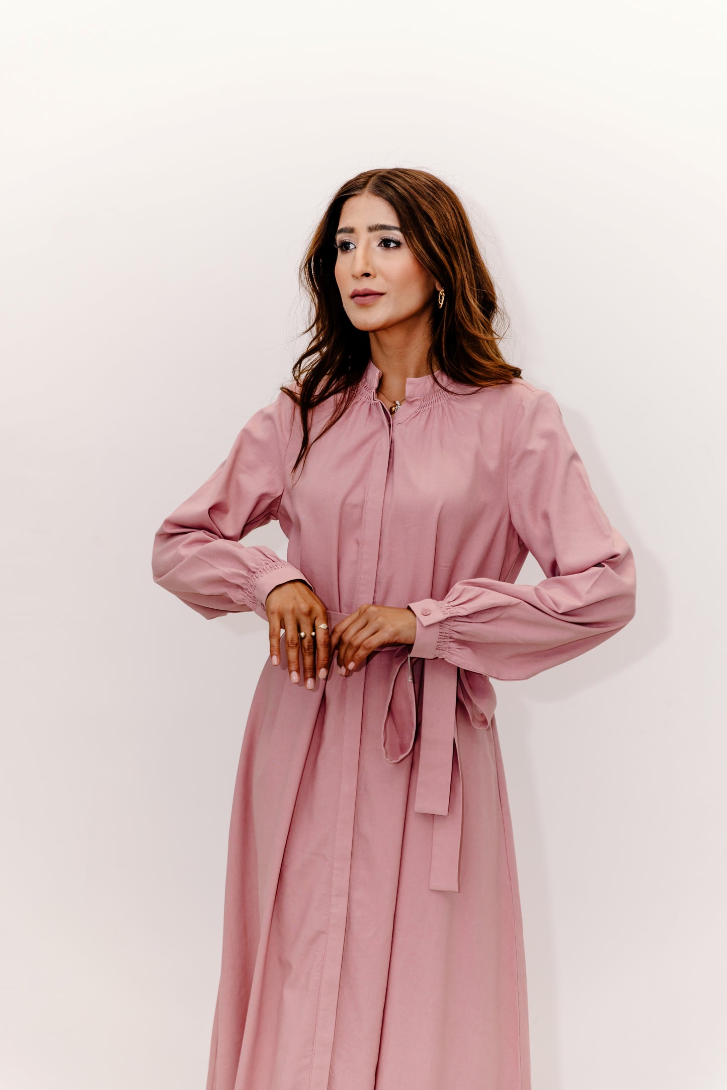 Zoya Linen Blend Shirt Dress - Blush