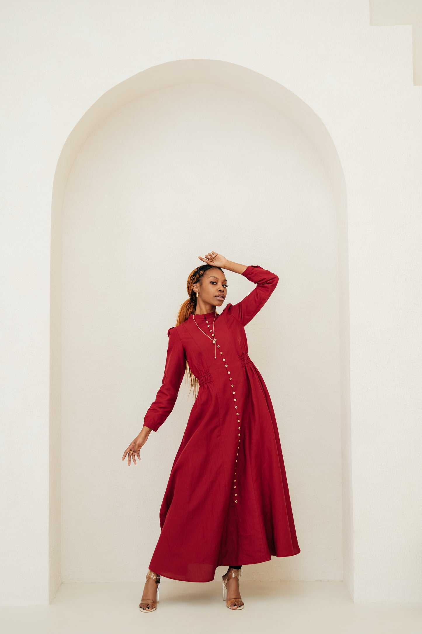 Lara Linen TENCEL™ Maxi Dress - Aesthetic Maroon